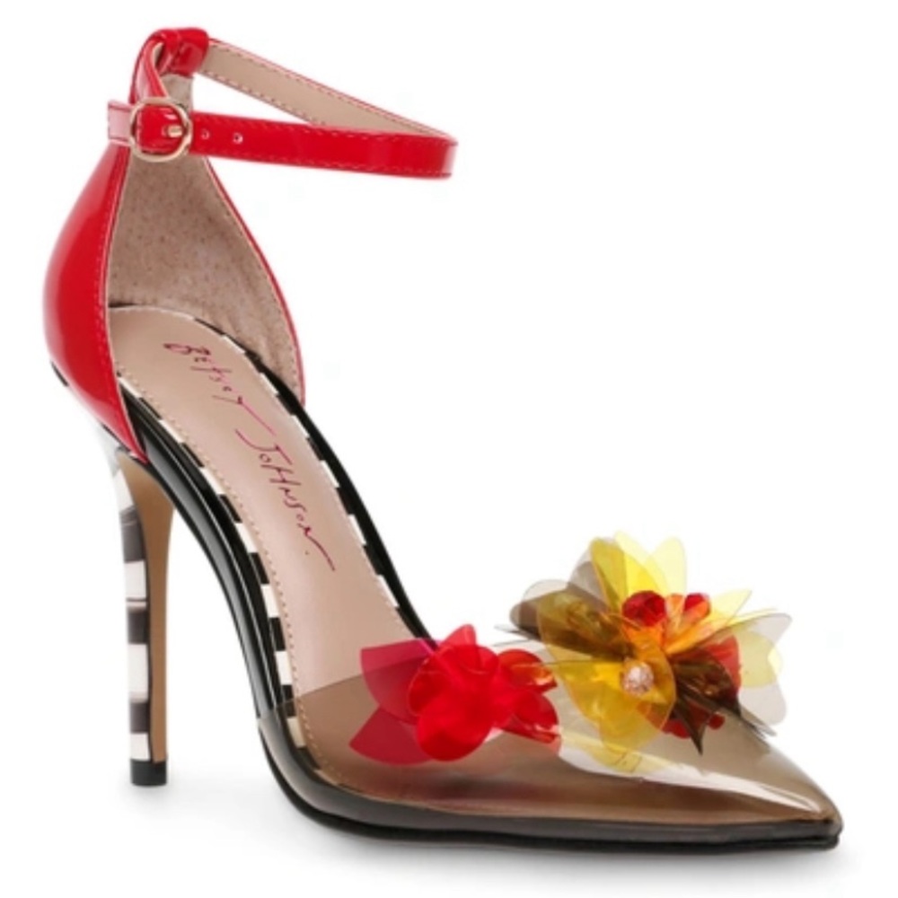 Betsey Johnson Landyn Translucent Floral Heel pump size 10